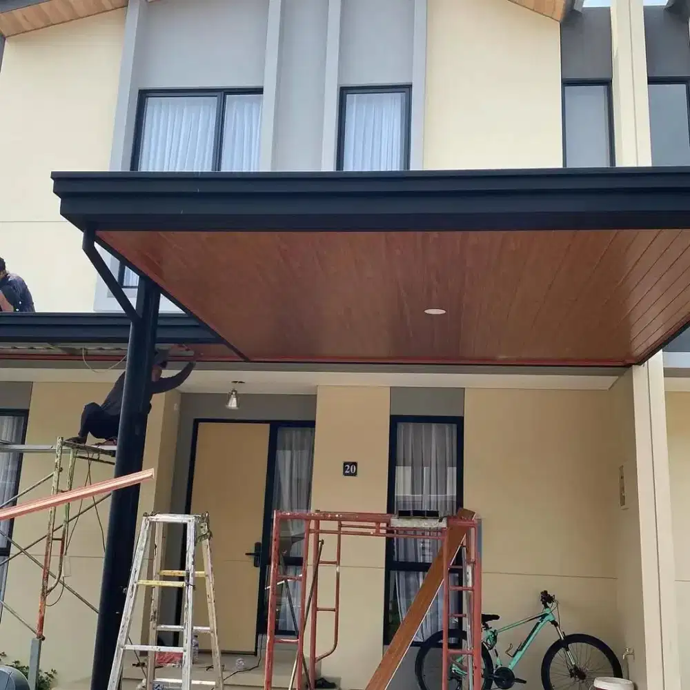 Kanopi alderon double layer+plafon pvc list profil talang air