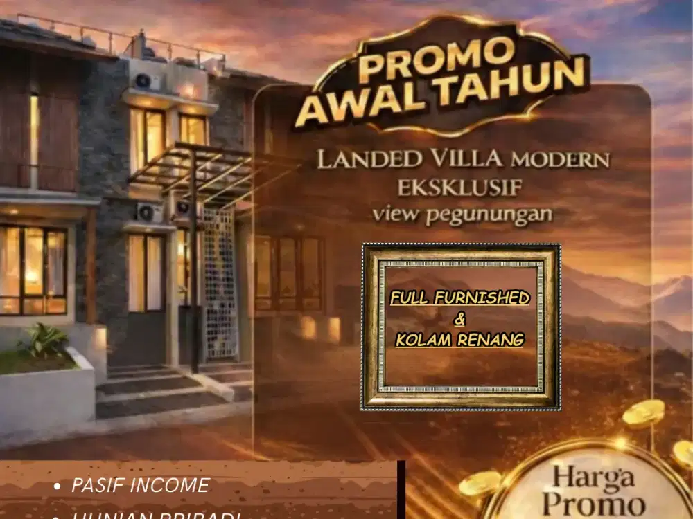 Villa 2,5 lantai lokasi metro batu full furnished view panorama