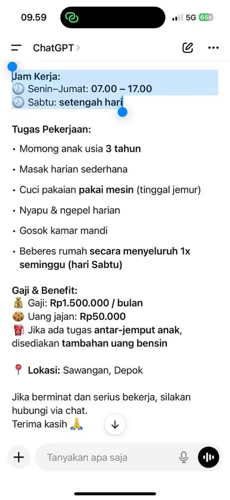 Di cari ART Seharian