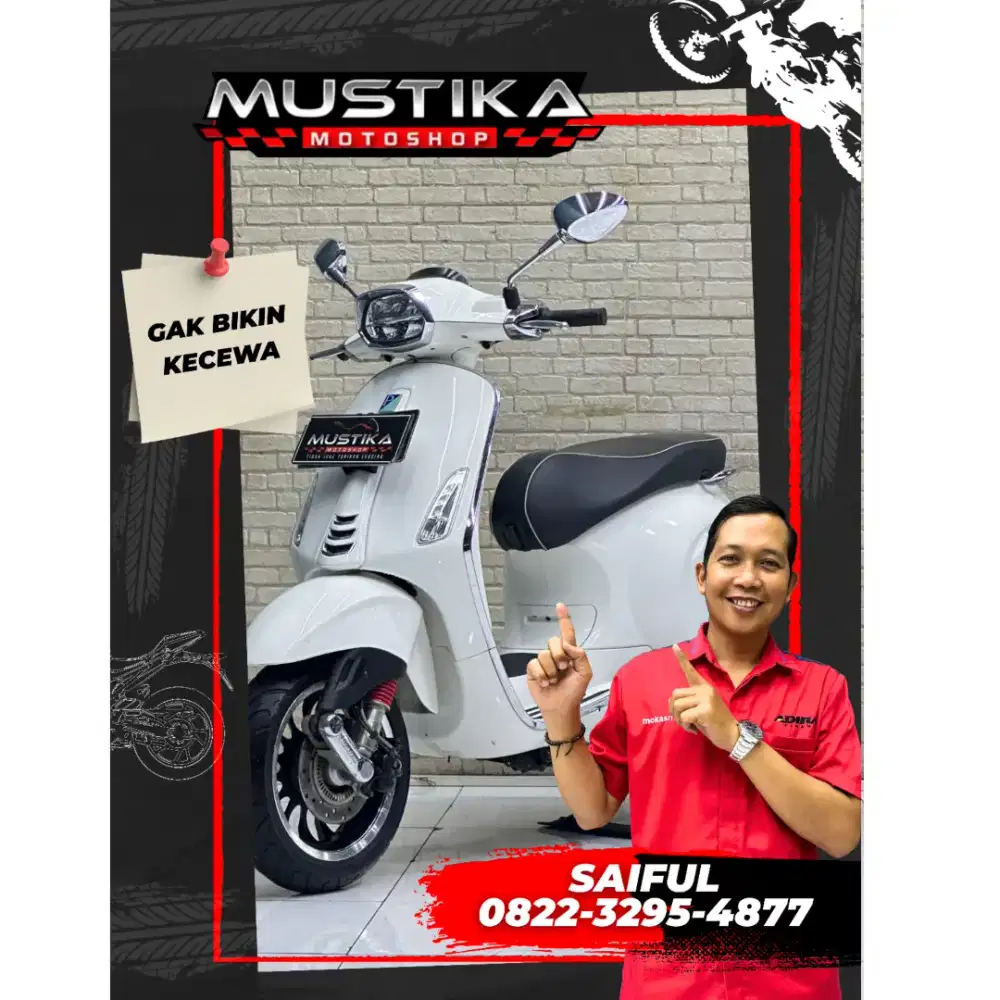 Perfect Condition!!Vespa. Sprint ABS 2022 White N Asli Mulus-Mustika