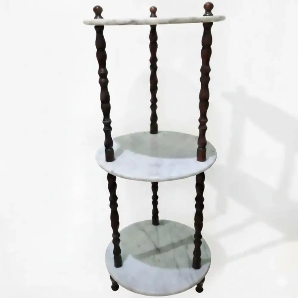 MEJA SUDUT MARMER GRANIT 3 TINGKAT VINTAGE