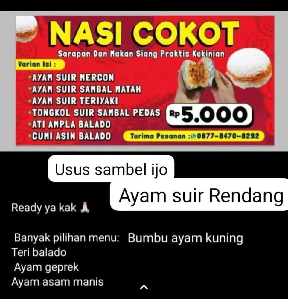 Jualan dan motong lauk untuk jualan