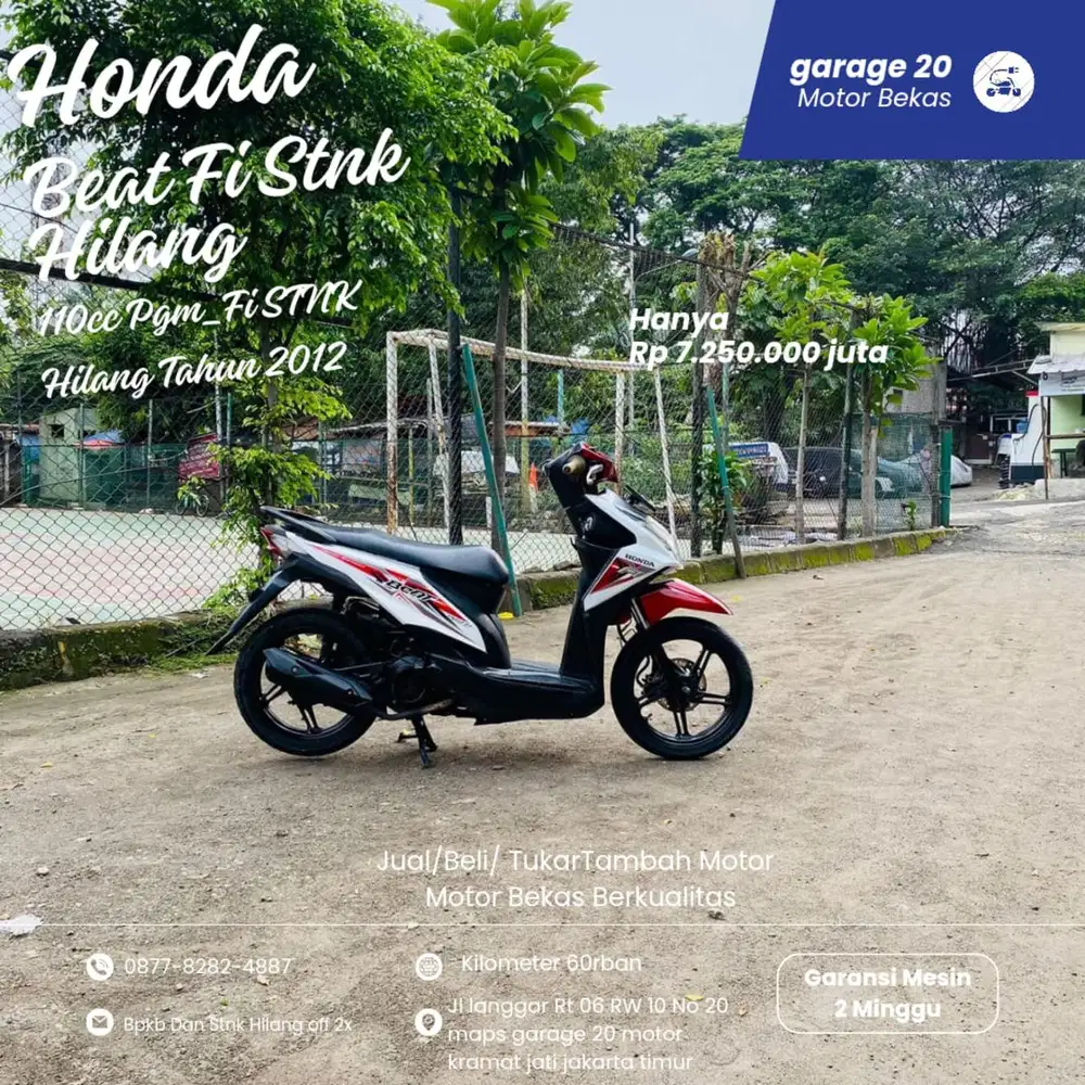 Honda Beat fi STNK Hilang Pgm_fi Tahun 2012