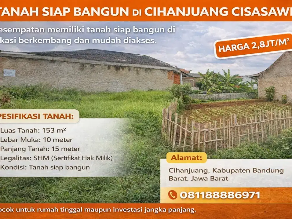 TANAH STRATEGIS HARGA TERJANGKAU – INVESTASI CERDAS DI CIHANJUANG