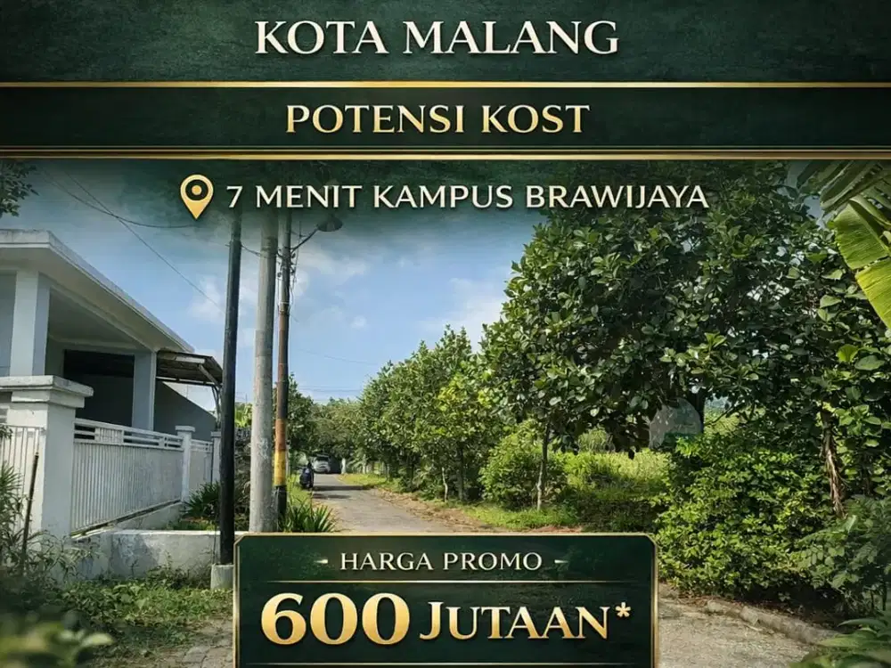 Di jual tanah area perumahan lokasi merjosari potensial kos