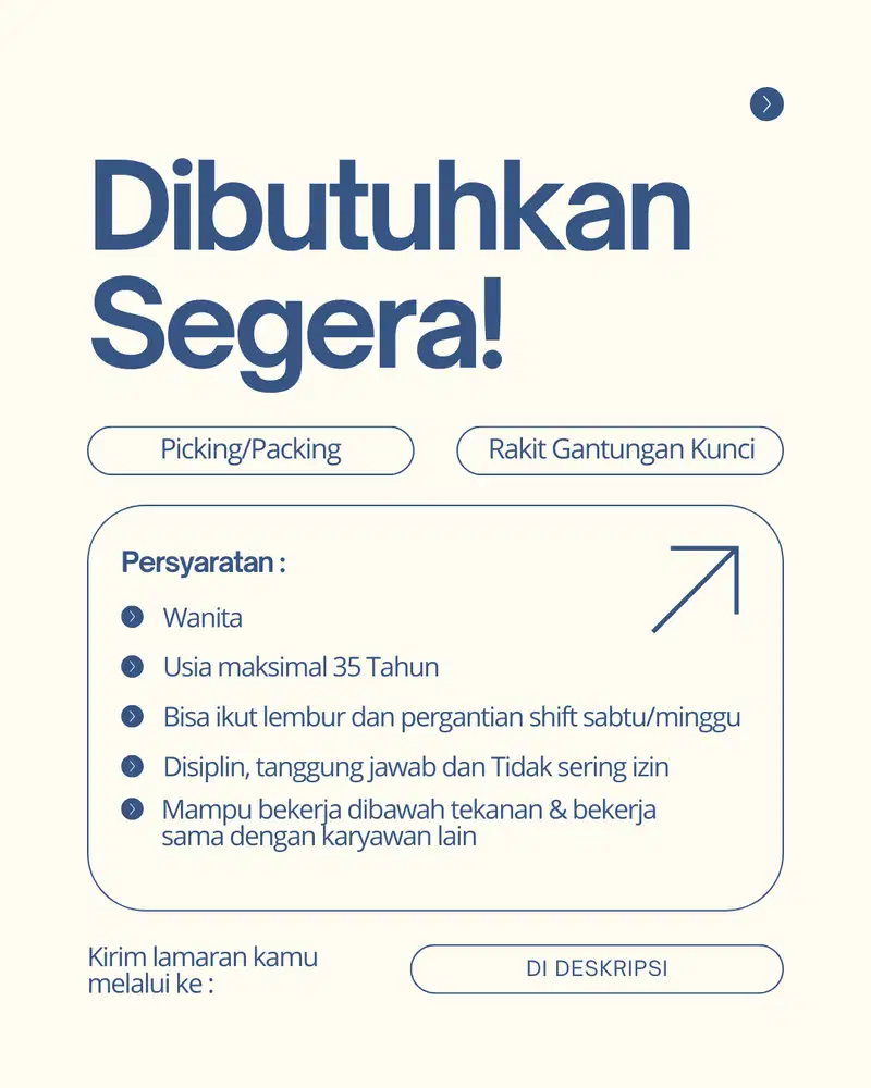 LOKER PACKING/PICKING & RAKIT GANCI (TAMBORA, JAKARTA BARAT)