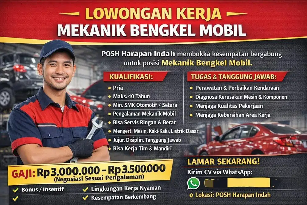 Lowongan kerja Mekanik Mobil