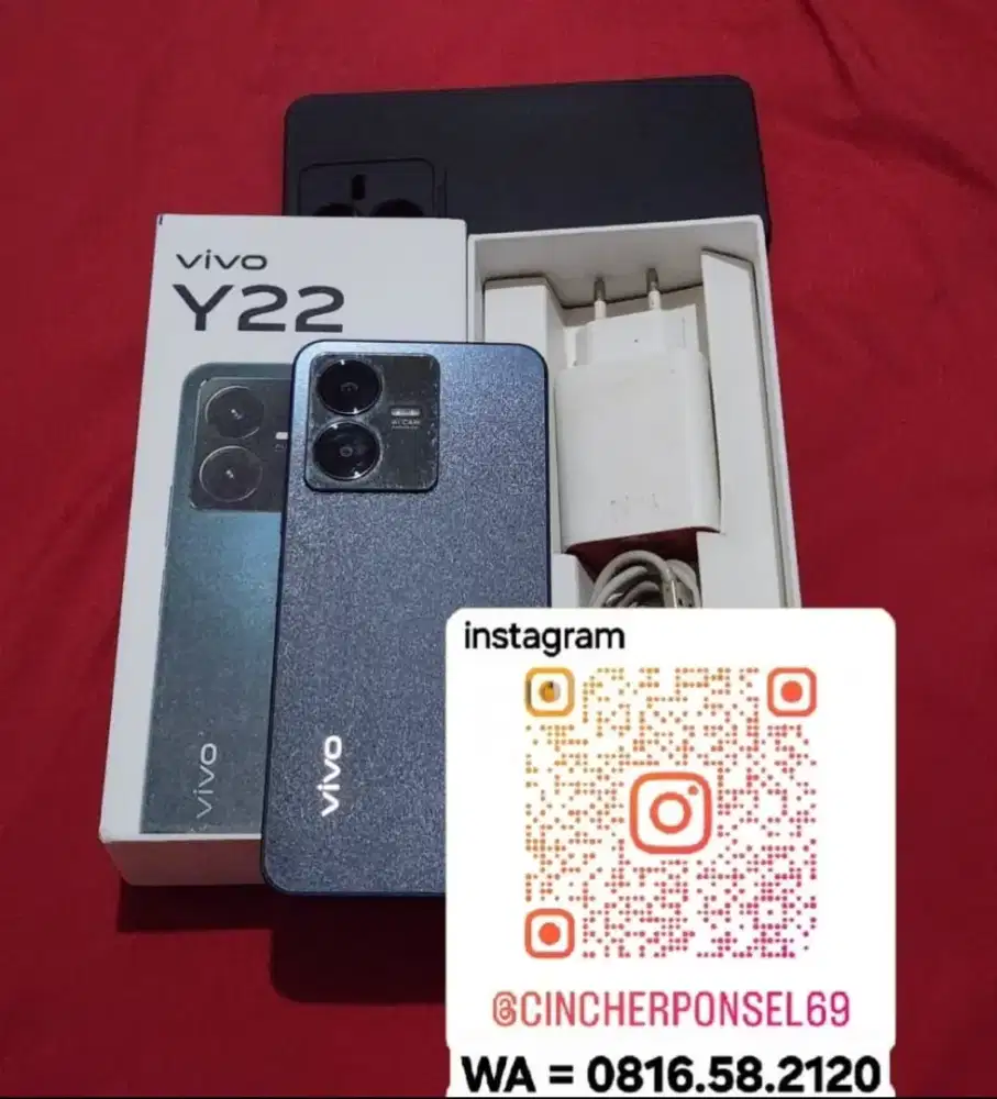 Jual hp bekas siap pakai Vivo y22 6/128 fullset original