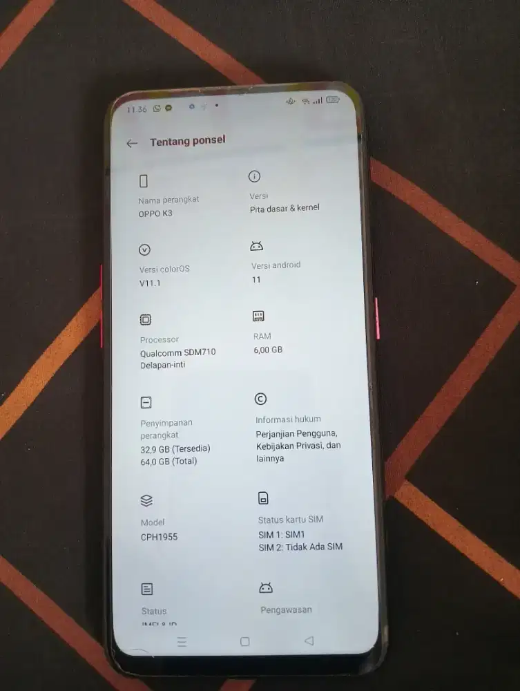 Hp Oppo k3 second