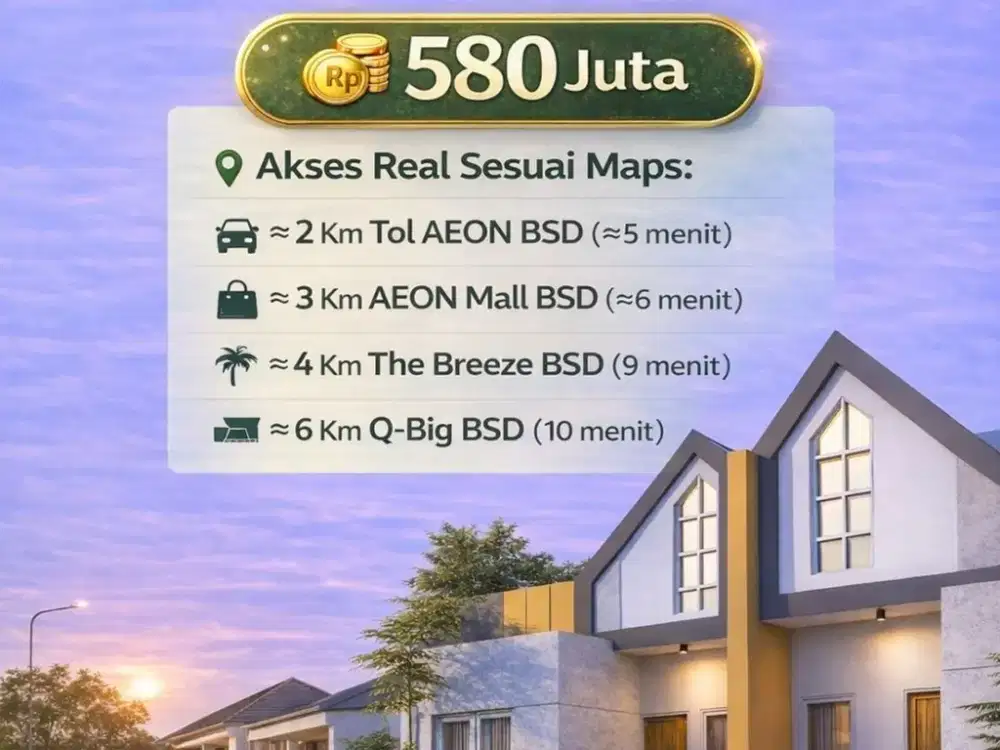 Jual Rumah Dekat BSD Serpong 1KM ke STasiun Cisauk KPR BSI