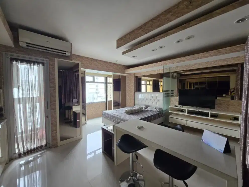 Fully Furnished Hotel 2BR dirombak jadi 1BR uk 37 m² Furnished Modern