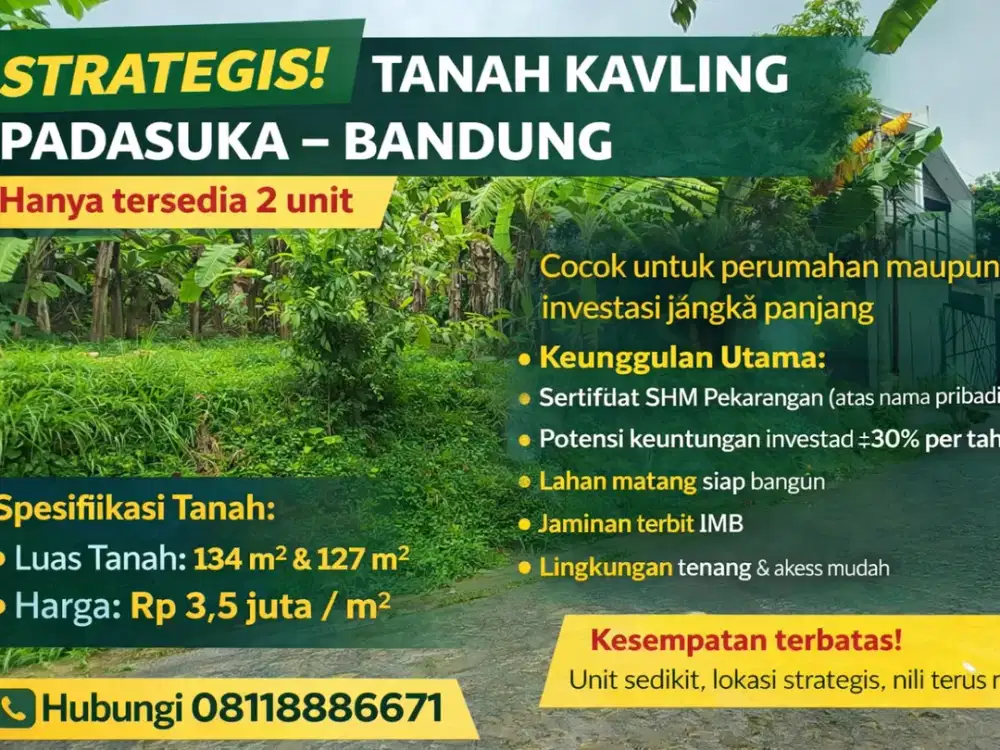 Tanah Prospektif Bandung – Aset Masa Depan, Harga Masih Terjangkau!