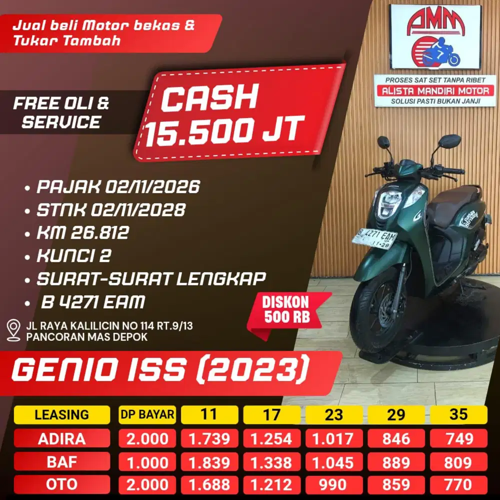 HONDA GENIO ISS 2023. KONDISI ISTIMEWA PAJAK PANJANG SURAT2 LENGKAP