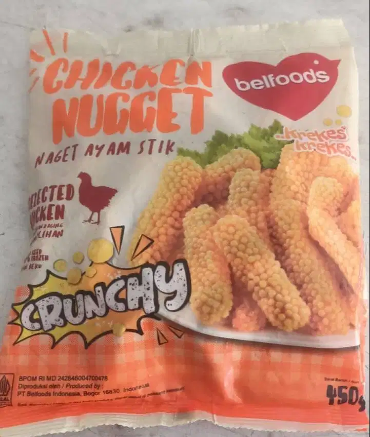 Belfoods Chicken Nugget Stik Crunchy 450 Gram