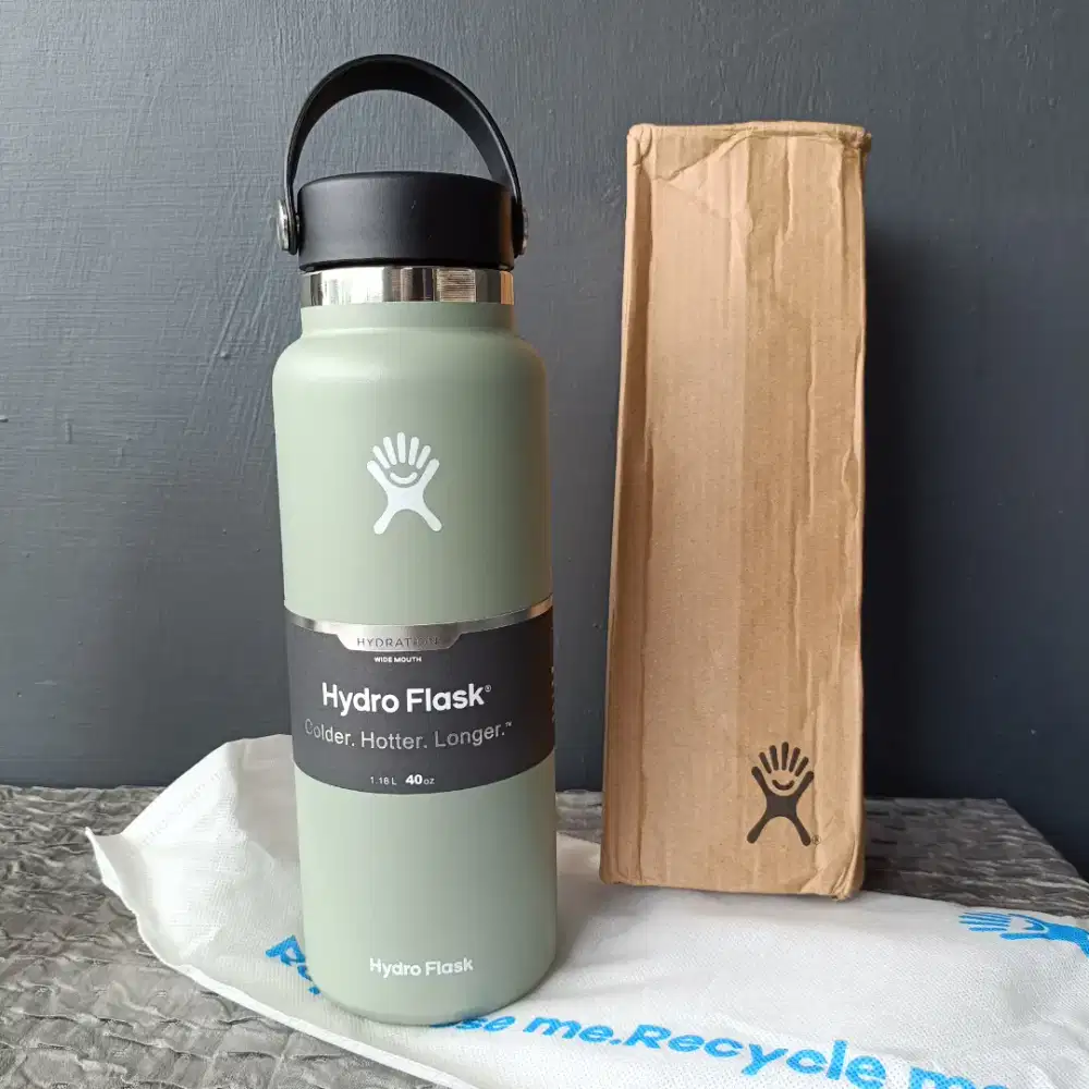 Tumbler botol minum Hydro flask Agave hijau sage stainless steel 40 oz