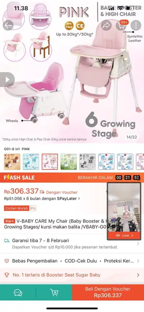 Baby chair v-baby (baru)