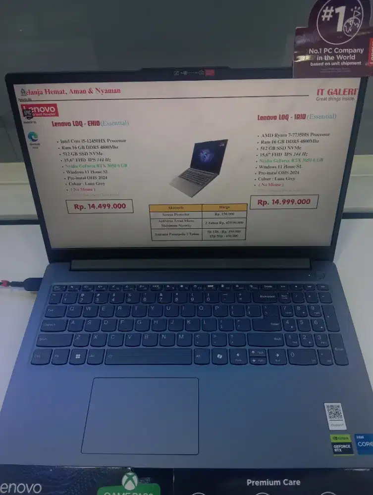 KREDIT LAPTOP LENOVO LOQ - EHID (essential) - INTEL CORE i5 - RTX 3050