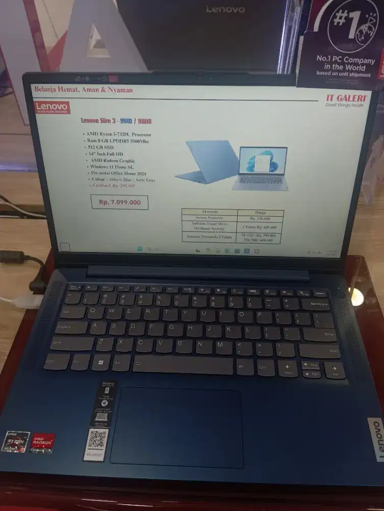 KREDIT LAPTOP LENOVO SLIM 3 - 9VID - AMD RYZEN 3 - WARNA ABBYSS BLUE