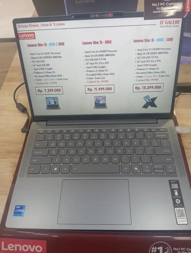 KREDIT LAPTOP LENOVO SLIM 3i - INTEL CORE i7 - LUNA GREY