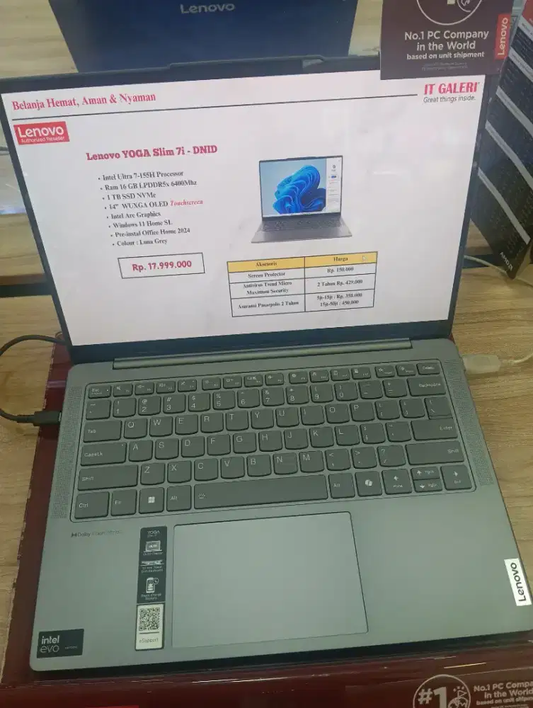 KREDIT LAPTOP LENOVO YOGA SLIM 7i - DNID - INTEL ULTRA 7 - LUNA GREY