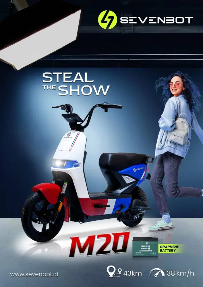 SEPEDA LISTRIK SEVENBOT STEAL THE SHOW M20 WHITE, PINK, RED, BLACK