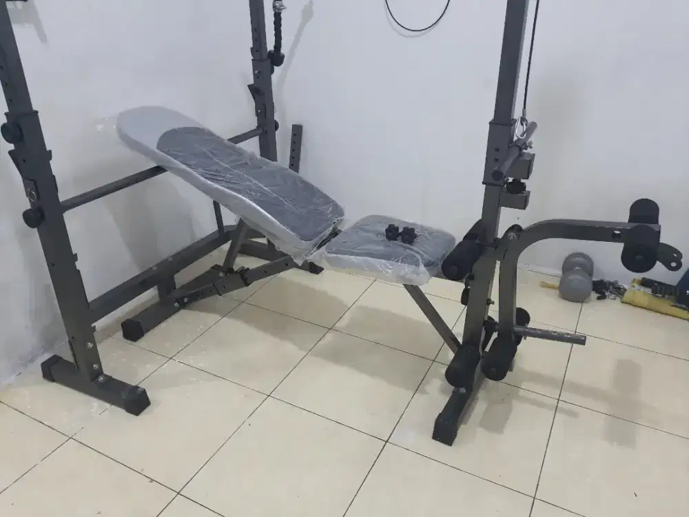 bench press type lengkap+beban 40kg+stik