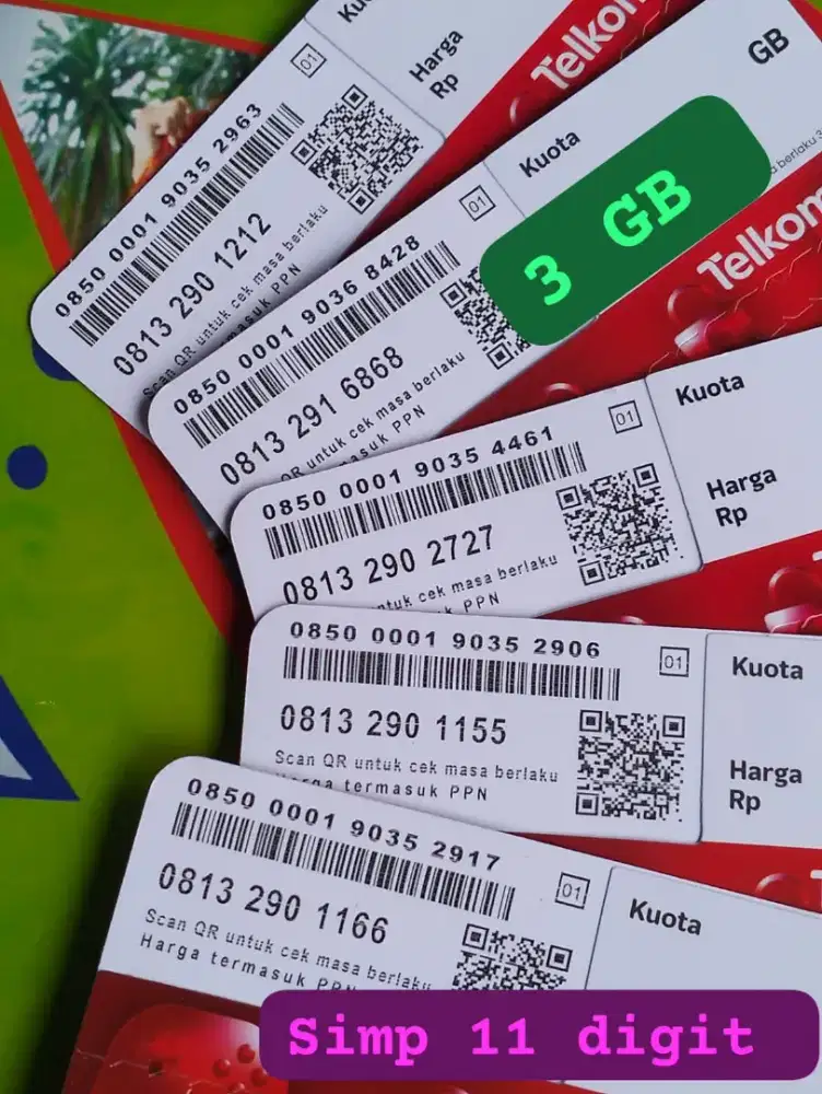 NOMOR CANTIK SIMPATI 11 DIGIT ISI 3 GB NASIONAL