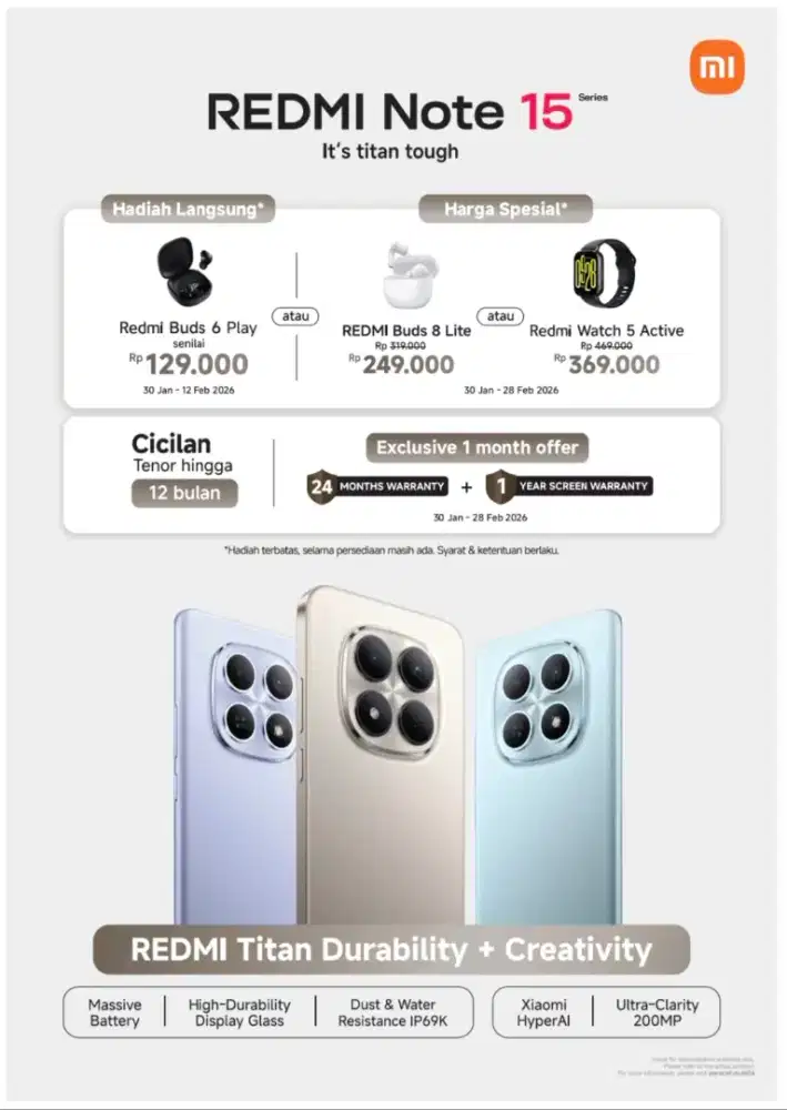 REDMI NOTE 15 4G 8/256 FREE Headset blootooth