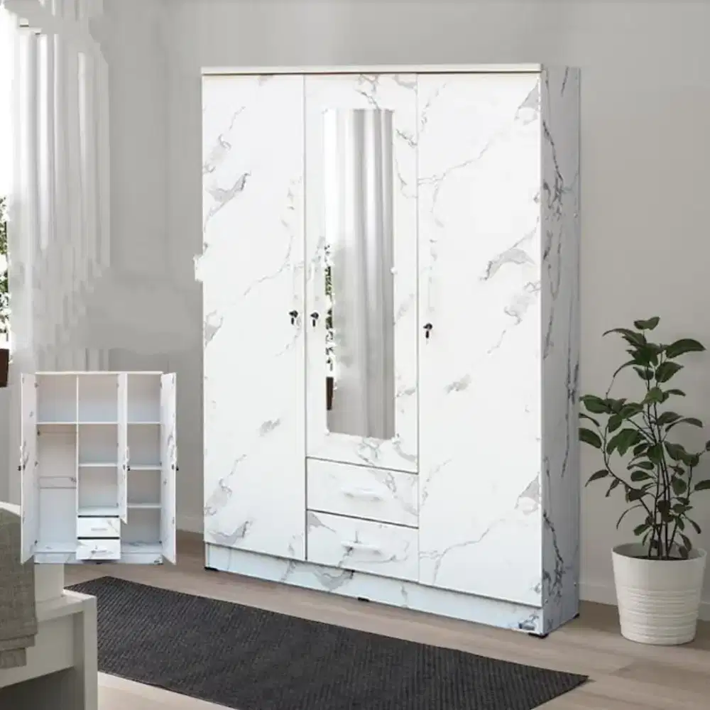 Pusat murah mebel. Lemari pakaian 3 pintu 2 laci