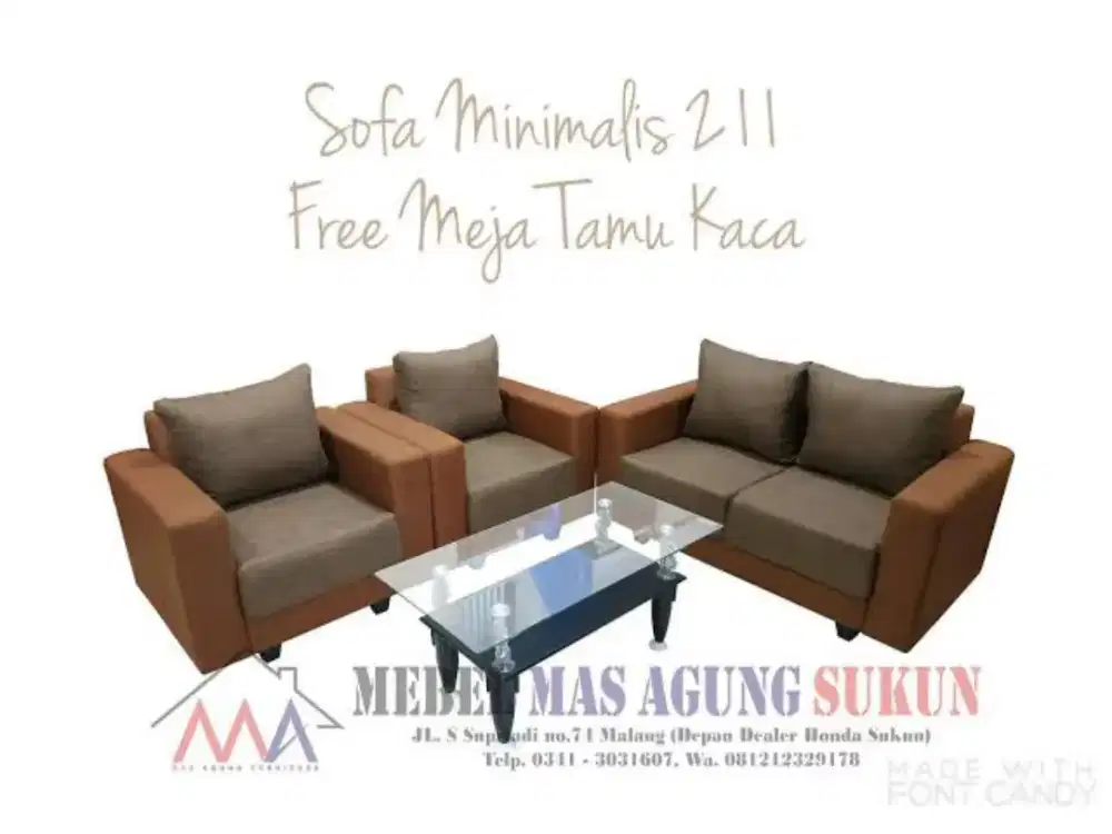 Sofa set type 211 full kulit + meja