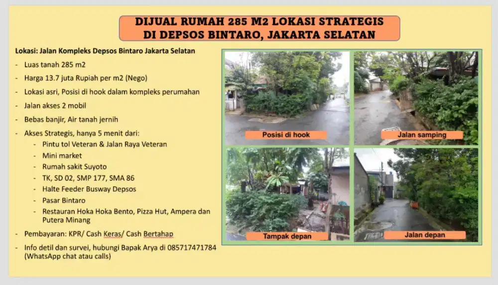 Dijual Rumah Lokasi Strategis di Depsos Bintaro, Jakarta Selatan