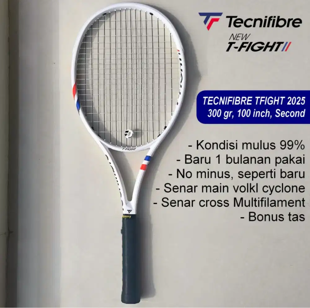TECNIFIBRE TFIGHT 300 2025 second, RAKET TENIS BEKAS, KONDISI MULUS.