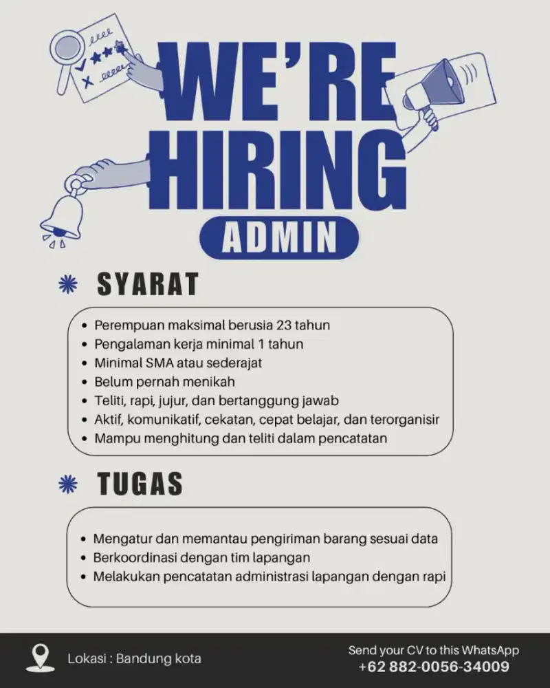 Lowongan kerja untuk Admin Bandung