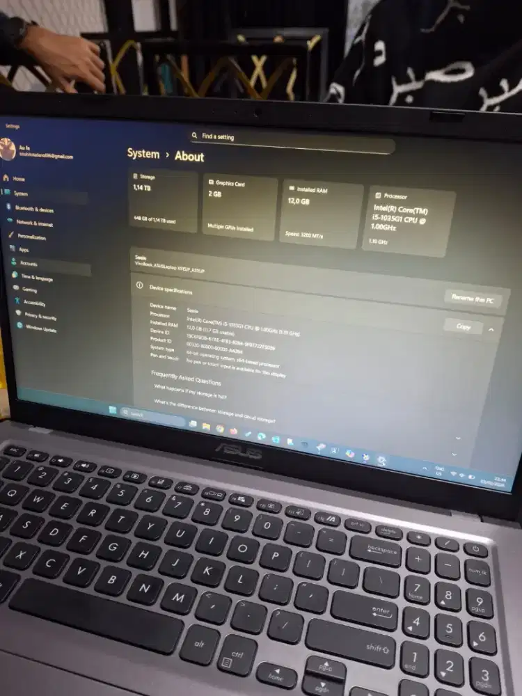 Laptop Asus core i5 gen 10