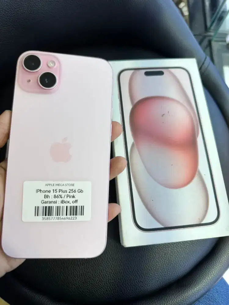 Iphone 15 plus 256gb pink mulus garansi ibox