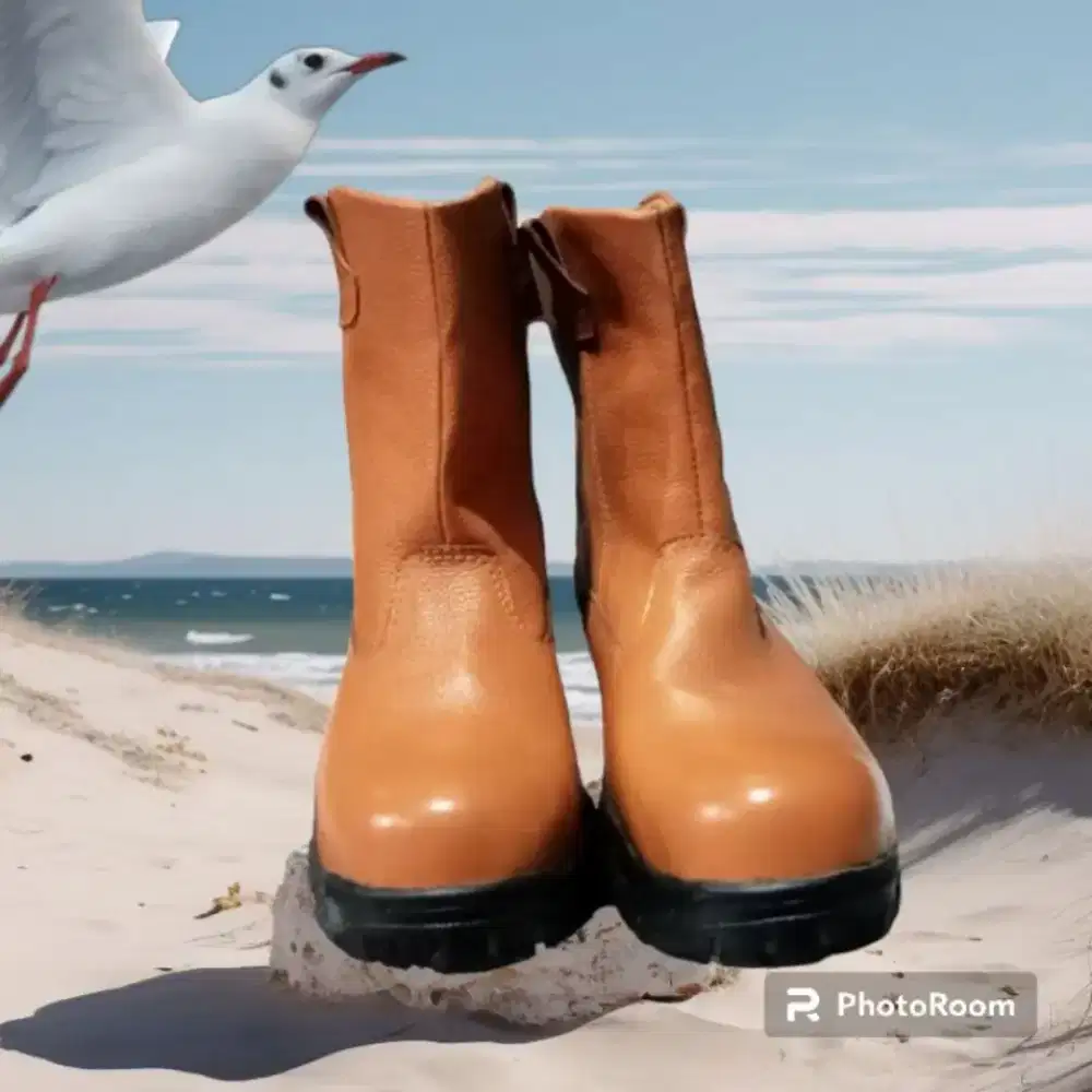 Sepatu safety pria Kings semi boots pria ujung besi full kulit asli