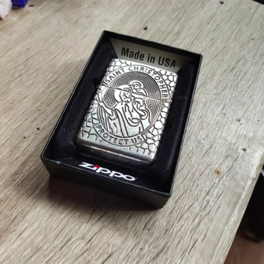 Jual zippo saint Christopher