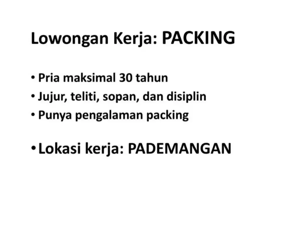 Lowongan Kerja Packing