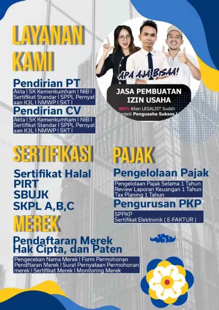 Layanan pendirian PT CV yayasan koperasi,oss, BPOM, halal MUI,PBG