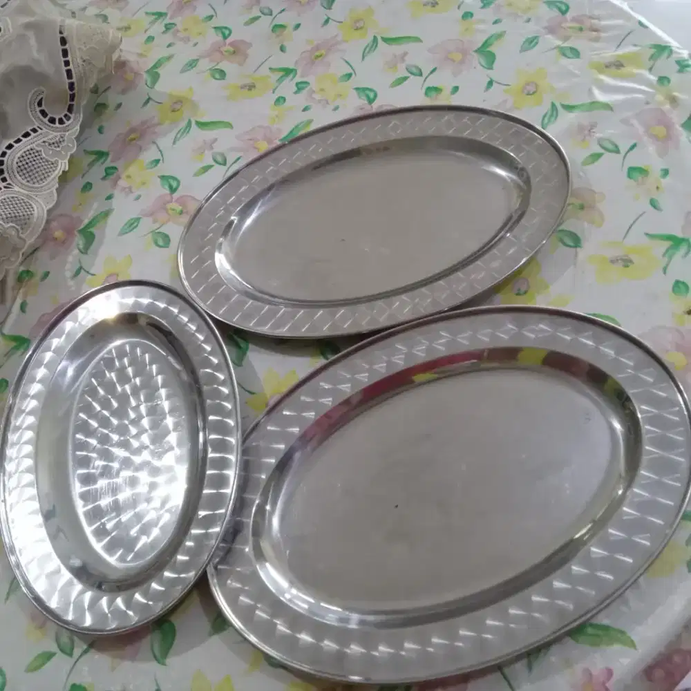 Piring saji siap pakai stainless steel ori maspion nego cod rungkut ok