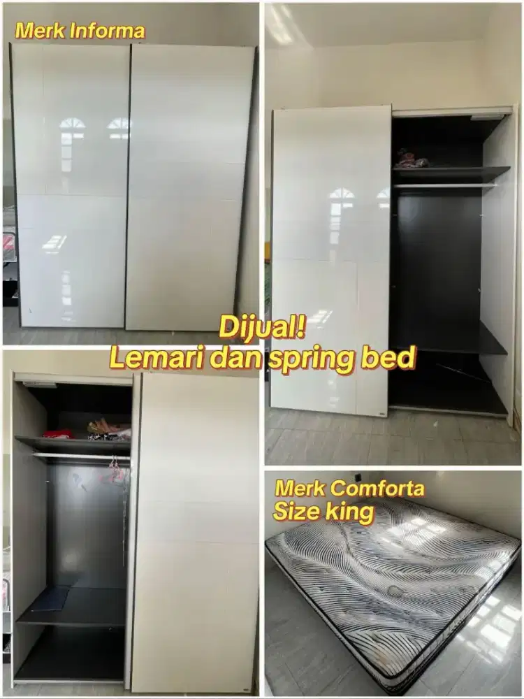 Dijual lemari dan spring bed