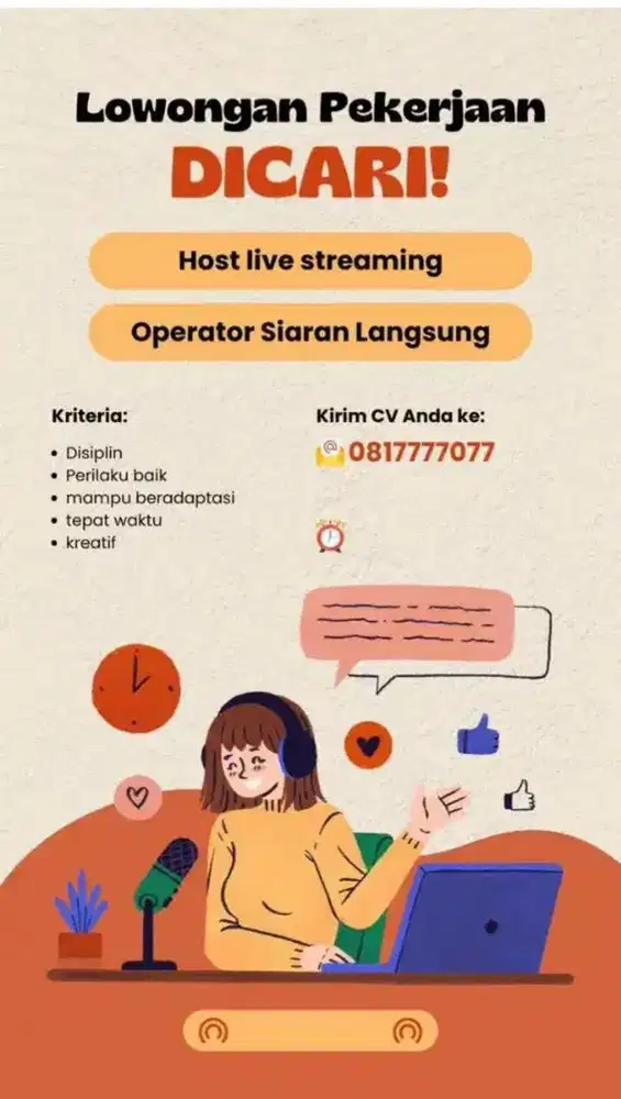 Lowongan Host dan admin online shop