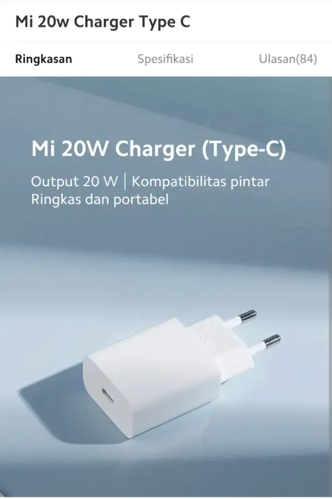 Charger Xiaomi 20w original, garansi resmi