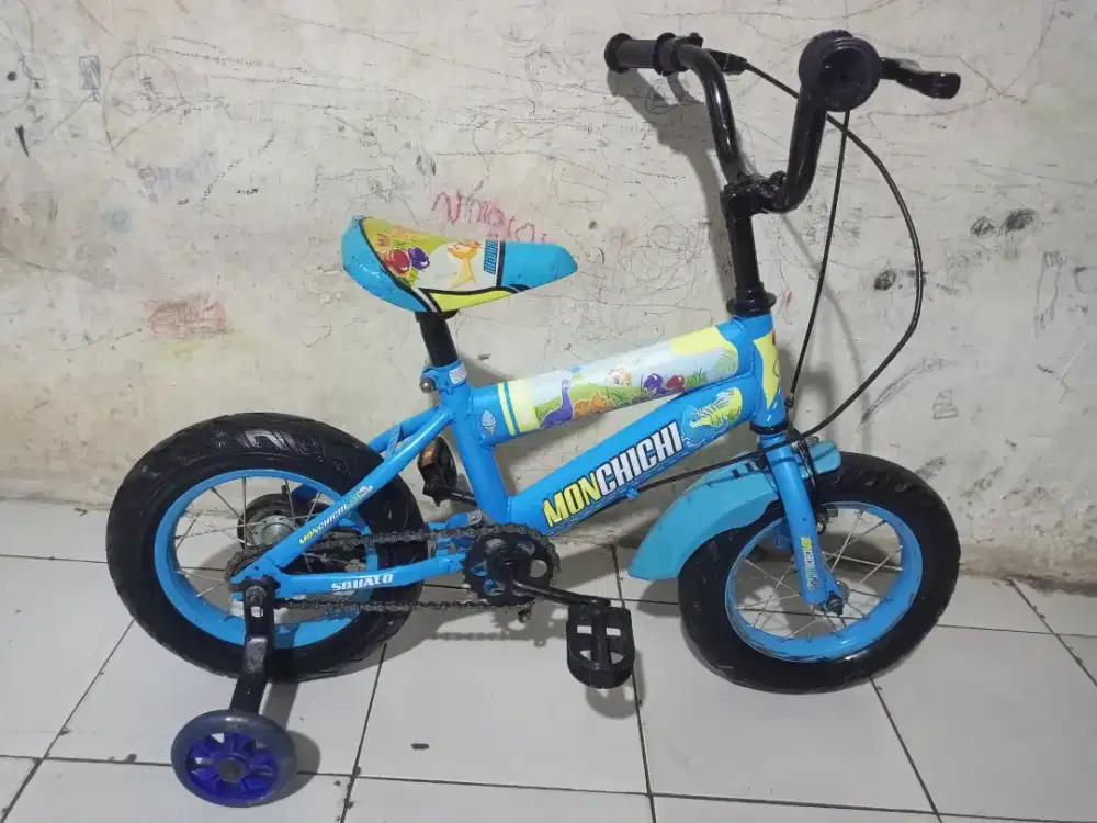 SEPEDA ANAK COWOK UKURAN 12 PLUS RODA BANTU (BAN JUMBO) KOKOH