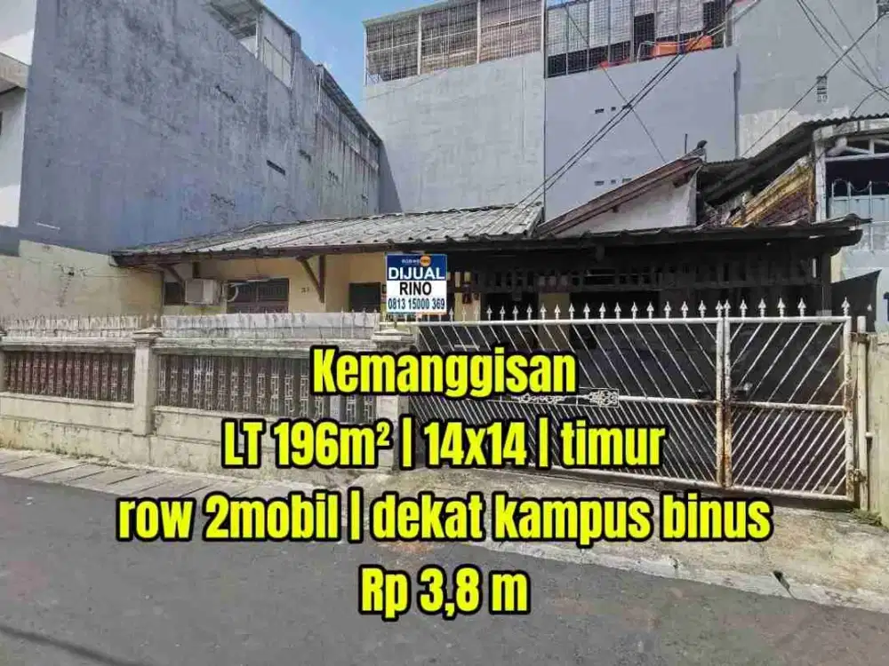 Lokasi emas! Hitung tanah! Harga masih nego! Rumah Dekat kampus binus Syahdan kemanggisan jakarta barat