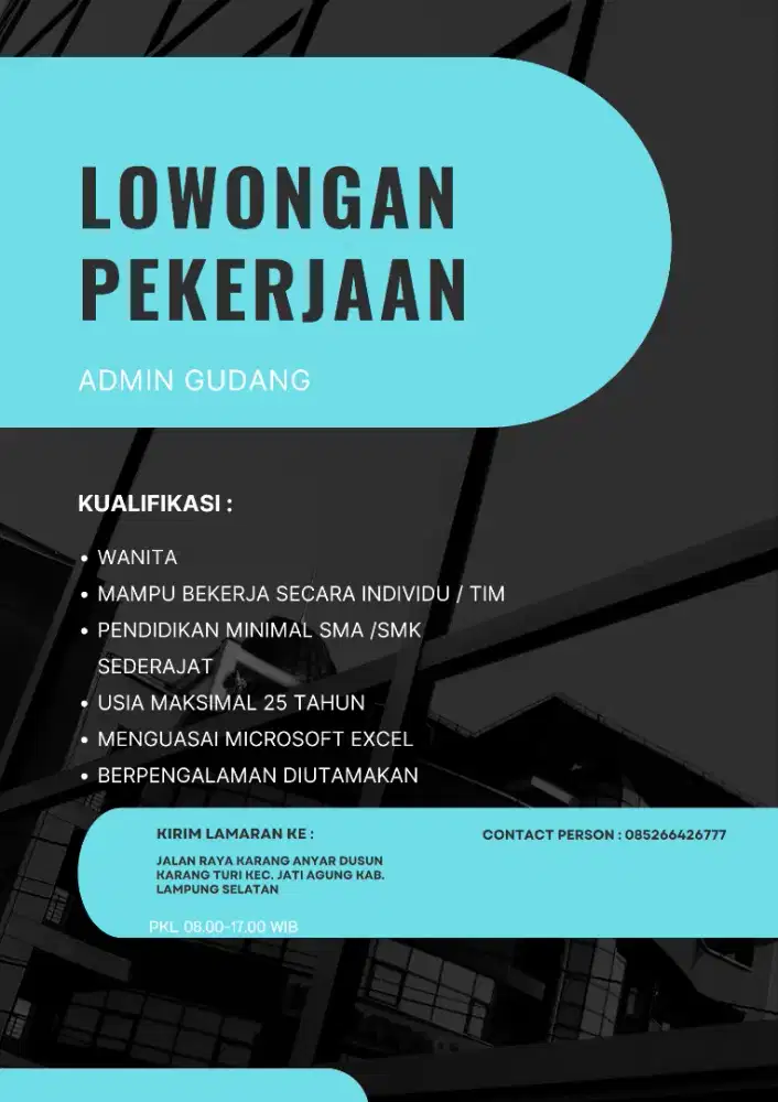 Lowongan kerja untuk admin gudang