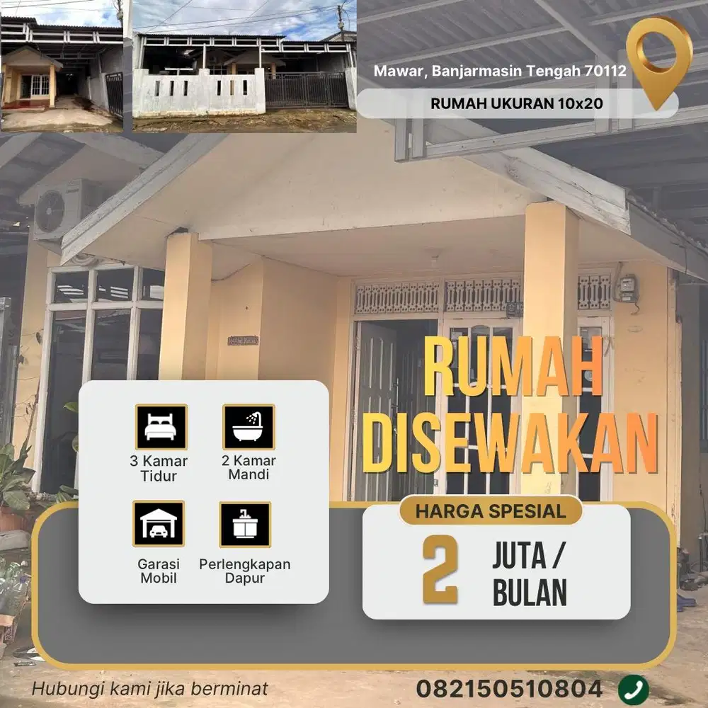 RUMAH DISEWAKAN UKURAN TANAH 10x20