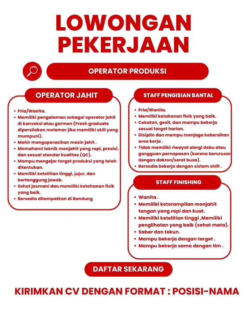 LOWONGAN KERJA PRODUKSI