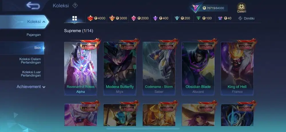 jual akun mobile legend