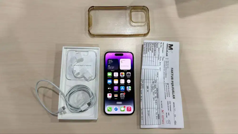 iPhone 14 Pro 256GB Purple Fulset Ori Like New Ex Garansi iBox